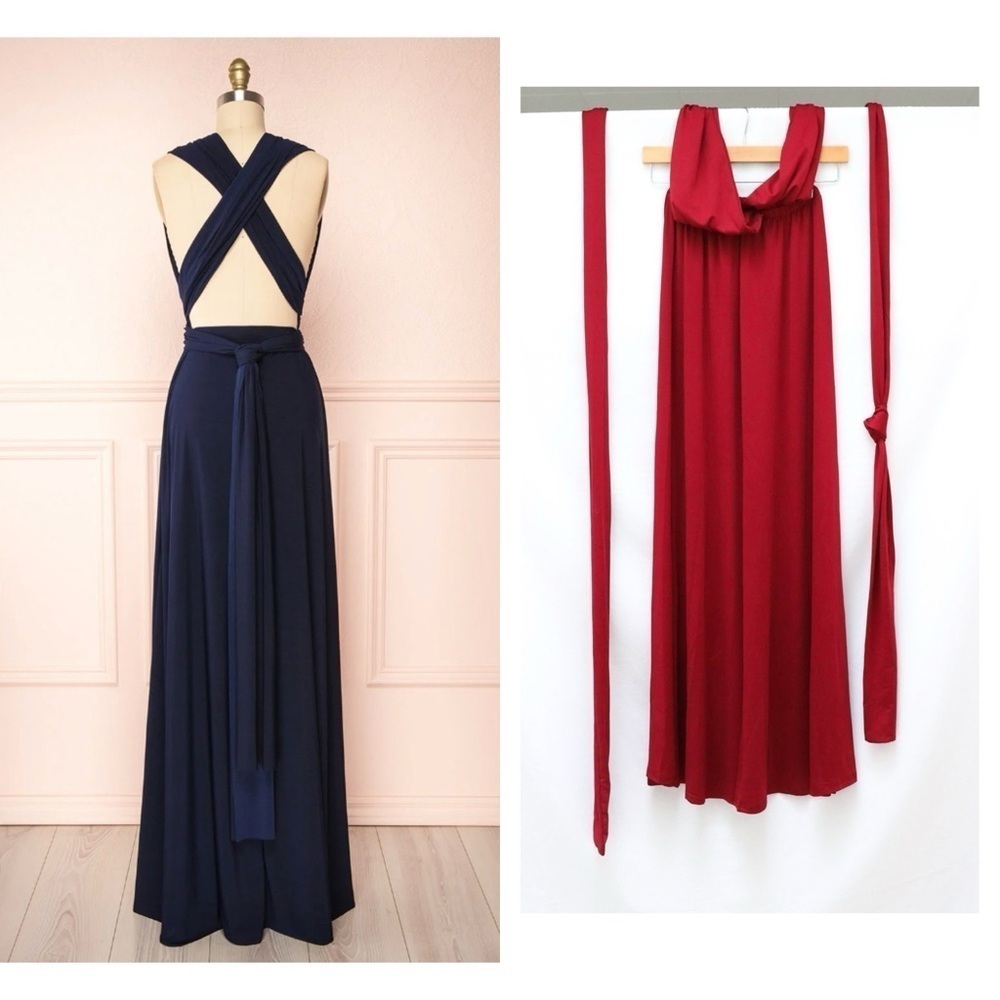NWOT Transformer Maxi Dress Infinity Wedding Bridesmaid long burgundy red flowy